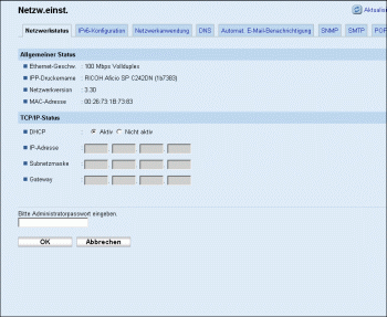 Web-Browser Bildschirmdarstellung
