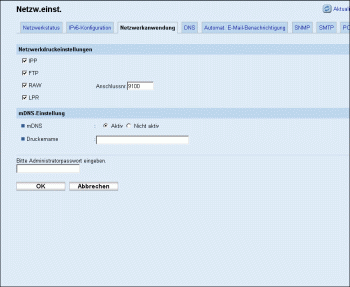 Web-Browser Bildschirmdarstellung