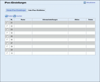 Web-Browser Bildschirmdarstellung