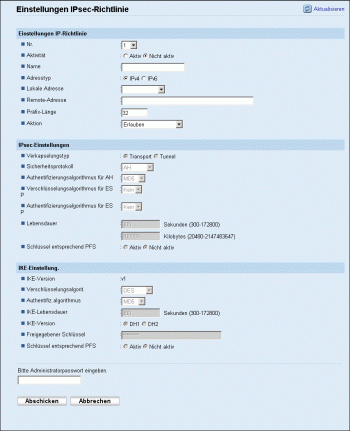 Web-Browser Bildschirmdarstellung