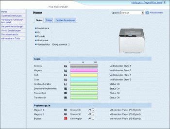 Web-Browser Bildschirmdarstellung