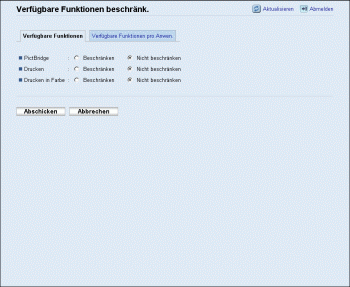 Web-Browser Bildschirmdarstellung