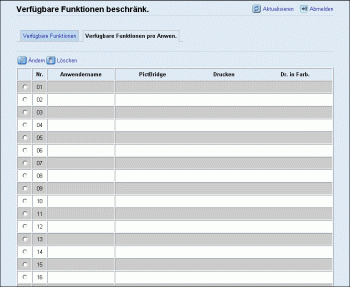 Web-Browser Bildschirmdarstellung