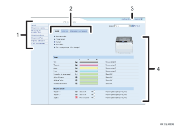 Illustration de l'écran du navigateur Web avec légende numérotée