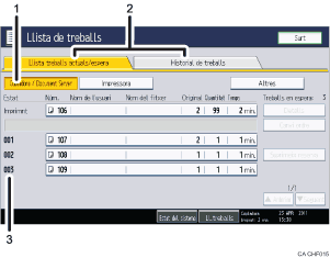 Il�lustraci&oacute; explicativa i numerada de la pantalla del panell d'operacions.