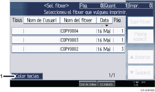 Il�lustraci&oacute; explicativa i numerada de la pantalla del panell d'operacions.