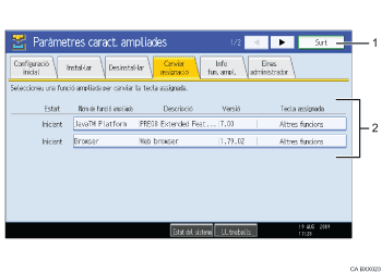 Il�lustraci&oacute; explicativa i numerada de la pantalla del panell d'operacions.
