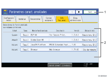 Il�lustraci&oacute; explicativa i numerada de la pantalla del panell d'operacions.