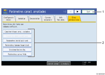 Il�lustraci&oacute; explicativa i numerada de la pantalla del panell d'operacions.