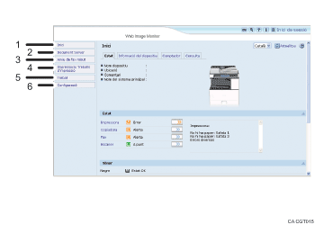 Il·lustració de la pantalla del navegador web (il·lustració de referència enumerada)