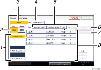 Il�lustraci&oacute; explicativa i numerada de la pantalla del panell d'operacions.