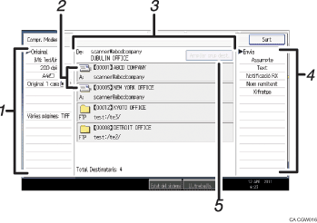 Il·lustració explicativa i numerada de la pantalla del panell d'operacions.