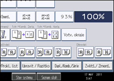 Ilustrace displeje ovládacího panelu