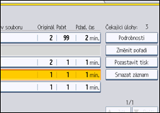 Ilustrace displeje ovládacího panelu