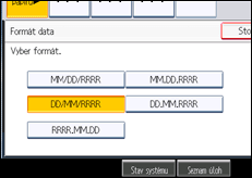 Ilustrace displeje ovládacího panelu