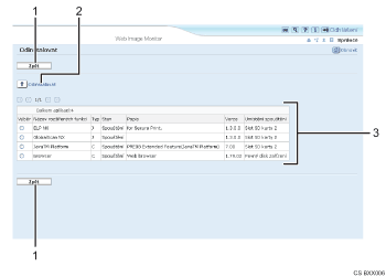 Obrázek obrazovky webového prohlížeče s číselnými popisky