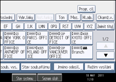 Ilustrace displeje ovládacího panelu