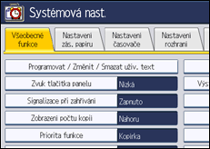 Ilustrace displeje ovládacího panelu