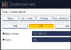Ilustrace displeje ovládacího panelu