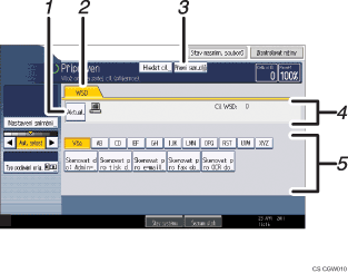 Číslovaná ilustrace ovládacího panelu zařízení
