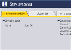 Ilustrace displeje ovládacího panelu