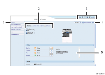 Nummerierte Abbildung der Webbrowser-Anzeige