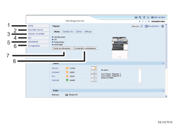 Nummerierte Abbildung der Webbrowser-Anzeige