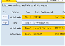 Ilustración de la pantalla panel de mandos