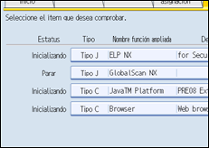 Ilustración de la pantalla panel de mandos