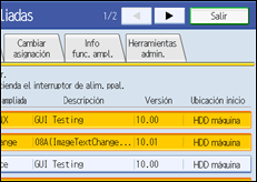 Ilustración de la pantalla panel de mandos