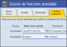 Ilustración de la pantalla panel de mandos