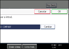 Ilustración de la pantalla panel de mandos