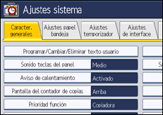 Ilustración de la pantalla panel de mandos