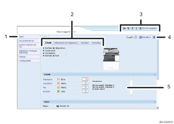 Ilustración de llamada numerada de ilustración de pantalla del explorador Web