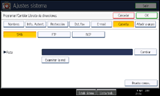 Ilustración de la pantalla panel de mandos