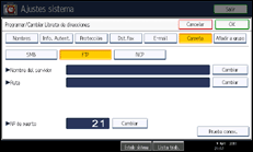 Ilustración de la pantalla panel de mandos
