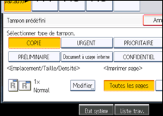 Illustration de l'écran du panneau de commande