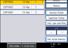 Illustration de l'écran du panneau de commande
