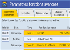 Illustration de l'écran du panneau de commande