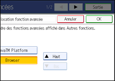 Illustration de l'écran du panneau de commande