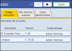 Illustration de l'écran du panneau de commande