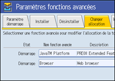 Illustration de l'écran du panneau de commande