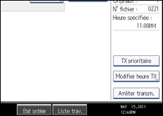 Illustration de l'écran du panneau de commande