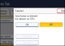Illustration de l'écran du panneau de commande