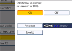 Illustration de l'écran du panneau de commande