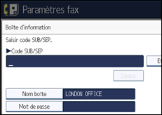 Illustration de l'écran du panneau de commande