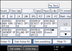 Illustration de l'écran du panneau de commande