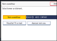 Illustration de l'écran du panneau de commande