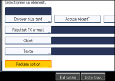 Illustration de l'écran du panneau de commande