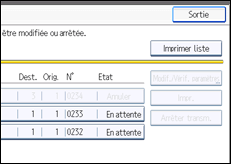 Illustration de l'écran du panneau de commande